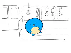 blue blob sleeping on couch