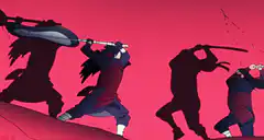 Madara and Hashirama fighting with swords