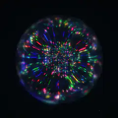 Colorful laser light show in a sphere