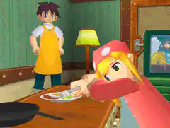 Misty eating food in Pokemon