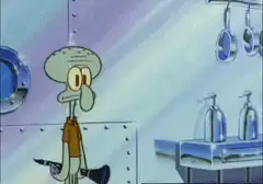 Squidward falls and says future