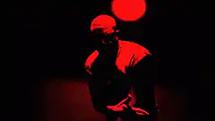 Man in red and blue light
