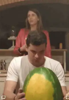 Man kisses watermelon