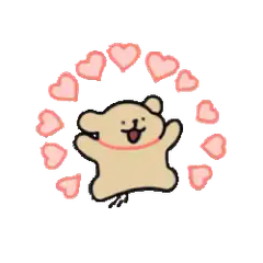 Happy bear surrounded by hearts
