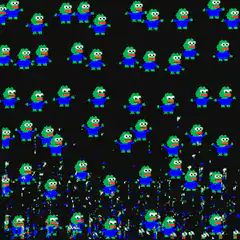 pixel art green characters falling