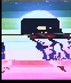 glitchy pixel skull animation