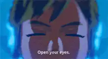 Anime character opens eyes