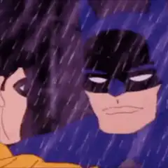Batman crying in the rain