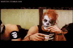 Misfits Jerry Only drinking coffee