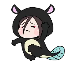 chibi character in black animal costume