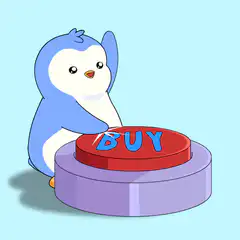 cute penguin presses buy button