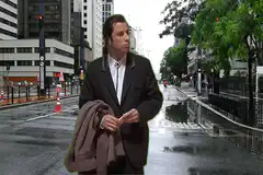 Jim Carrey confused on wet street