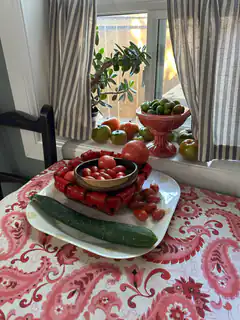 Fruit and vegetable display on table