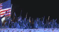 Union soldiers charge with bayonets