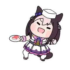 Chibi cat girl serving sushi