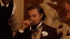 Leonardo DiCaprio sipping champagne