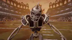 Skeleton football player dancing