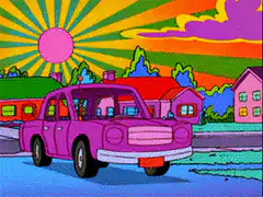 Homer Simpson's car flies away