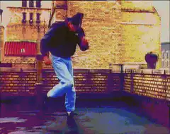 Man dancing on rooftop