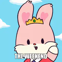 Pink bunny with crown dancing