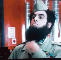 Man in military uniform stroking beard