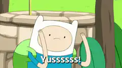 Finn the Human celebrating with arms up