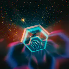 Neon Hexagon Tunnel in Space