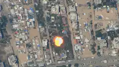 Aerial view of a building explosion
