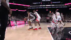 Spurs player dunk over Rockets defender
