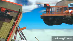 Gang Beasts character swinging on a rope