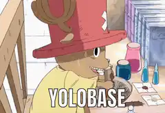 Chopper eating with YOLOBASE text