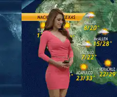 Weather girl turns around