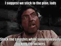 I suggest we stick to the plan lads stack satoshis