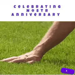 Hand touching grass celebrating nostr anniversary