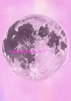 glitchy moon on pink background