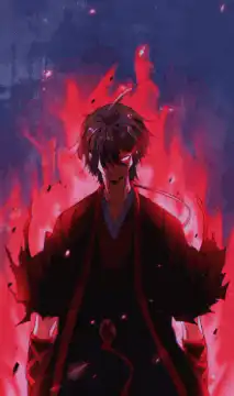 Anime character with red aura