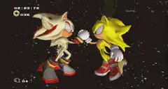 Super Sonic and Super Shadow fist bump