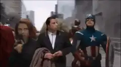 Avengers assemble walking through battle