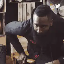 James Harden leans back and looks up