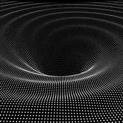 Black and white dot grid wave
