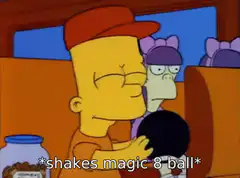 Ralph Wiggum shakes magic 8 ball