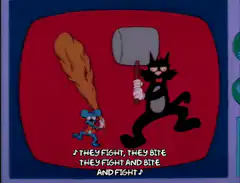 Simpsons cat and mouse fight scene