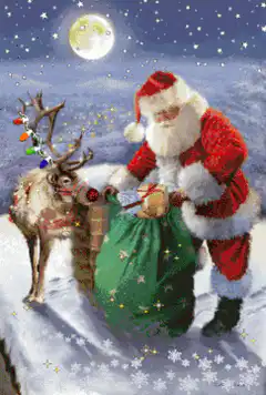 Santa Claus with Reindeer and Sack