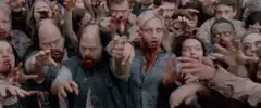 Zombie horde reaching forward