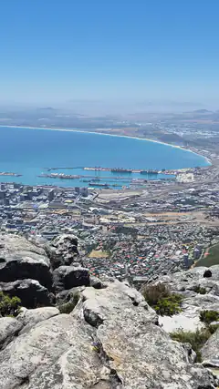 Aerial view of Cape Town coastline