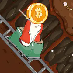 Bitcoin mining dog in a minecart