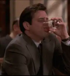Michael Scott spits out drink