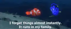 Dory forgets things almost instantly