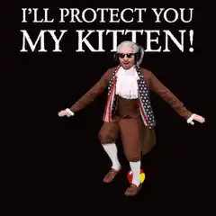 George Washington dancing with a kitten