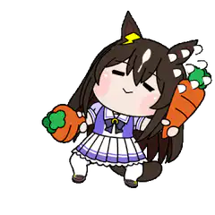 Chibi horse girl dancing with carrots